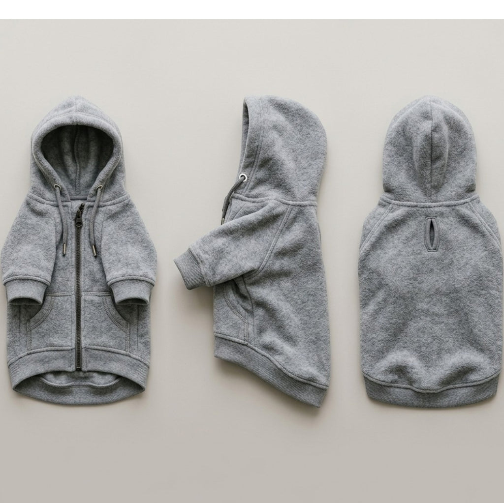 Hbmxf Small Dog Fleece Hoodie Polyester Gray Size S