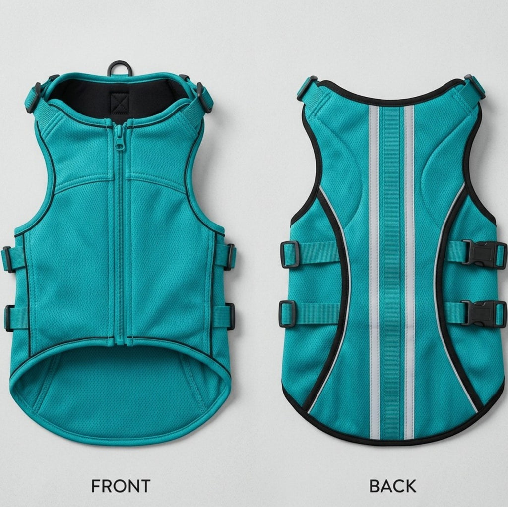 Hbmxf Dog Cooling Vest Mesh Fabric Teal Size L