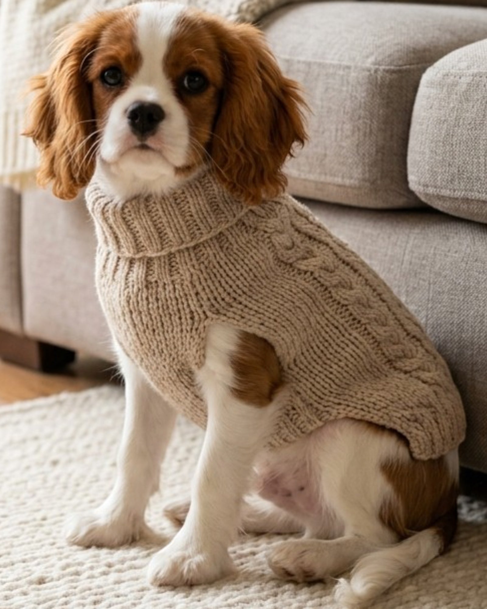 Hbmxf Pet Knit Sweater Acrylic Blend Beige Size S